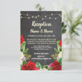 Bloemenkrijt Rustische Trouwreceptie Rode Rozen Kaart (Staand voorkant)