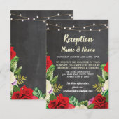 Bloemenkrijt Rustische Trouwreceptie Rode Rozen Kaart (Voorkant / Achterkant)