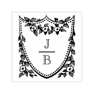 Bloemenkroon 2 Initieel Trouw Monogram #2CA-ND Zelfinktende Stempel