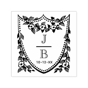 Bloemenkroon 2 Initieel Trouw Monogram #2CA Zelfinktende Stempel