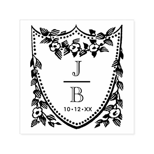 Bloemenkroon 2 Initieel Trouw Monogram #2CA Zelfinktende Stempel (Design)