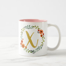 Bloemenkroon botanisch goud monogram initiaal X