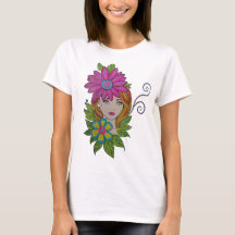 Bloemenkroon Meisje Boho Art T-shirt