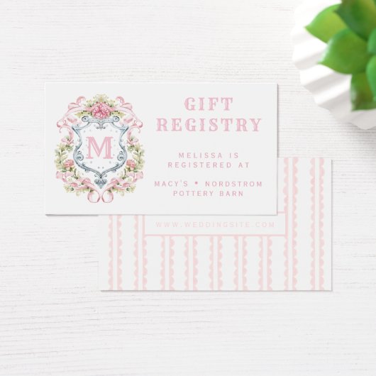 Bloemenkroon Monogram Geschenkregistratiekaart Visitekaartje (Bureau)