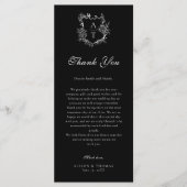 Bloemenkroon Monogram Huwelijk Dankjewel Place Car Menu (Voorkant)