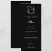 Bloemenkroon Monogram Trouw Menu Kaart (Voorkant / Achterkant)