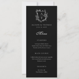 Bloemenkroon Monogram Trouw Menu Kaart