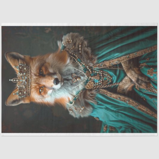  bloemenkroon Queen Fox Decoupage Tissuepapier (Voorkant)