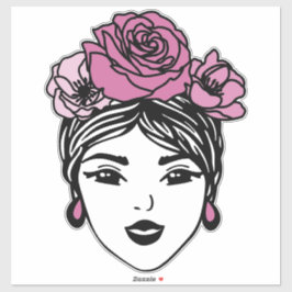 Bloemenkroon Rommelige Knot Sticker – Roze Bloemig