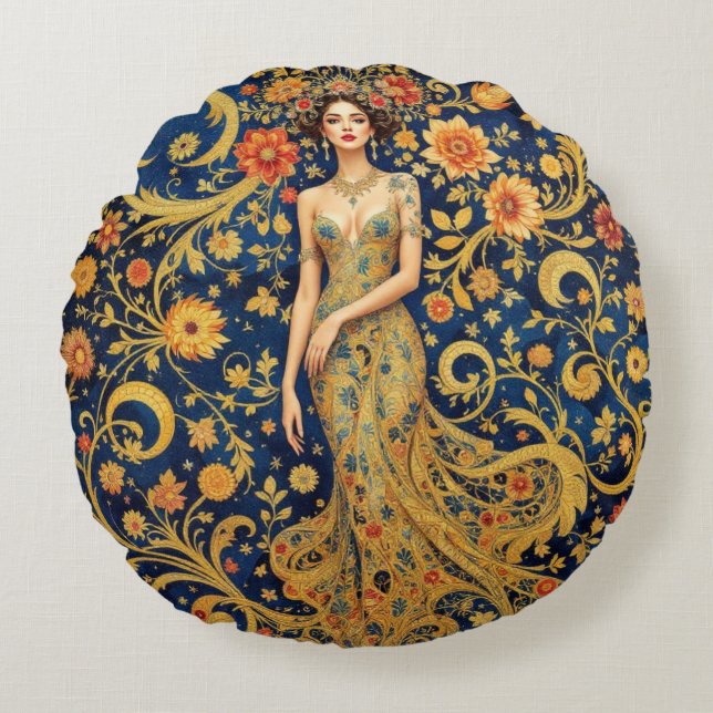 Bloemenkroon Rond Kussen (Voorkant)