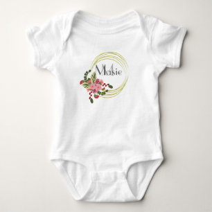 Bloemenkroon Roos Persoonlijke Naam Baby Bodysuit