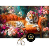 Bloemenkroon Tijger Sinaasappel Vintage Couch Deco Tissuepapier