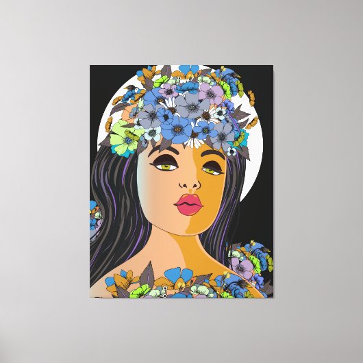 Bloemenkroon voor Vrouw Canvas Afdruk (Voorkant)