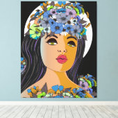 Bloemenkroon voor Vrouw Canvas Afdruk (Insitu (Houten vloer))