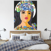 Bloemenkroon voor Vrouw Canvas Afdruk (Insitu (Slaapkamer))