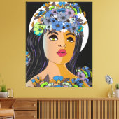 Bloemenkroon voor Vrouw Canvas Afdruk (Insitu (Woonkamer))