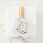 Bloemenkroon Watercolor Monogram Bruiloft Bedankjes Labels (In situ)