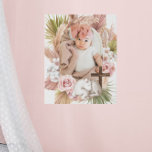 Bloemenkruis Baby Foto doopcadeau Imitatie Canvas Print<br><div class="desc">Een mooi aangepast baptisme cadeau. Met een waterverf florale vormgeving en een schattig slapend baby zijn deze schilderafdrukken perfect voor meisjes die er een krijt van maken. Vind overeenkomende objecten in mijn winkel.</div>