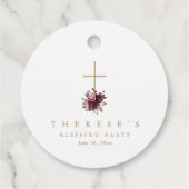 Bloemenkruis Christelijke Moeder en Baby Zegen Bedankjes Labels (Achterkant)