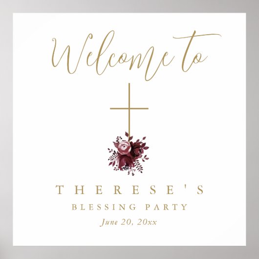 Bloemenkruis Christelijke Moeder en Baby Zegen Poster (Voorkant)