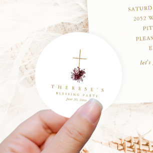 Bloemenkruis Christelijke Moeder en Baby Zegen Ronde Sticker