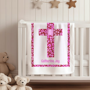 Bloemenkruis Doop Babydeken Doop Cadeau Fleece Deken