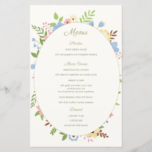 Bloemenkruis doopmenu – Zachte pastel (Achterkant)