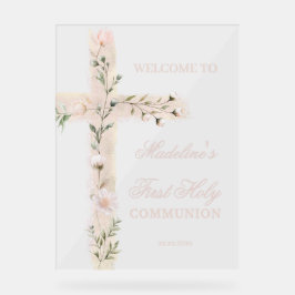 Bloemenkruis Eerste Communie Acryl Bord