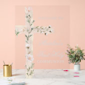 Bloemenkruis Eerste Communie Acryl Bord (Huwelijk)