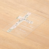 Bloemenkruis Eerste Communie Acryl Uitnodigingen (Laagn)