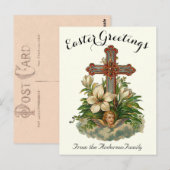 Bloemenkruis en Cherub  paasreligieus Briefkaart (Voorkant / Achterkant)