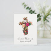 Bloemenkruis Gepersonaliseerd Pasen Feestdagenkaart (Staand voorkant)