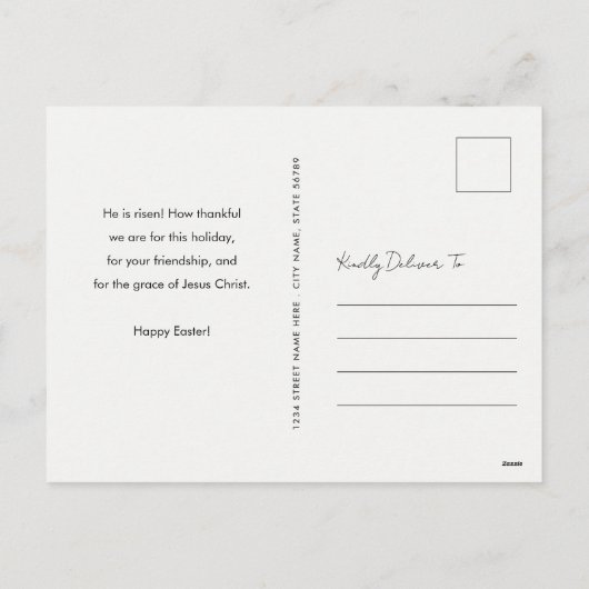   Bloemenkruis Gepersonaliseerd Pasen Feestdagenkaart (Achterkant)