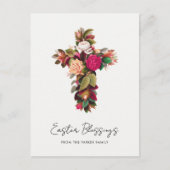 Bloemenkruis Gepersonaliseerd Pasen Feestdagenkaart (Voorkant)