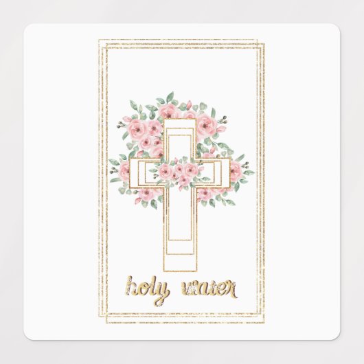  bloemenkruis Heilig Water Labels (Design 1)