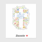 Bloemenkruis Hij is verrezen met Pasen Sticker (Vel)