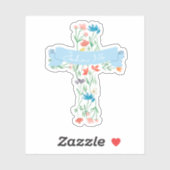Bloemenkruis Johannes 3:16 Sticker (Vel)