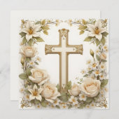 Bloemenkruis Katholieke Doop Kaart (Voorkant / Achterkant)