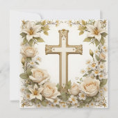 Bloemenkruis Katholieke Doop Kaart (Voorkant)