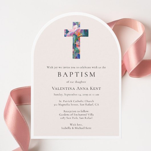 Bloemenkruis Moderne Katholieke Aangepaste Fotodoo Kaart