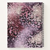 Bloemenkruis op roze Paarse Glitter Leopard Print Notitieboek (Achterkant)