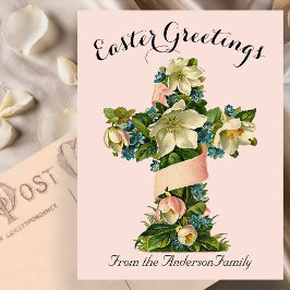 Bloemenkruis Paasreligieus Briefkaart