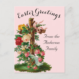 Bloemenkruis  paasreligieuzen briefkaart