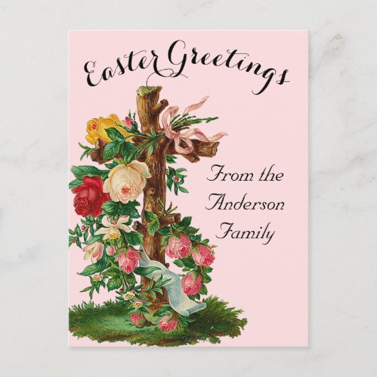 Bloemenkruis  paasreligieuzen briefkaart (Voorkant)