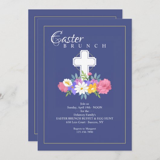 Bloemenkruis Pasen Kaart (Voorkant / Achterkant)