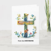 Bloemenkruis vrolijk Pasen Feestdagen Kaart (Voorkant)