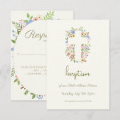 Bloemenkruisdoop RSVP – Zachte pastel Kaartje (Voorkant / Achterkant)