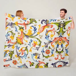 BLOEMENKRULLEN UIT DE FLORENTIJNSE RENAISSANCE, BL FLEECE DEKEN