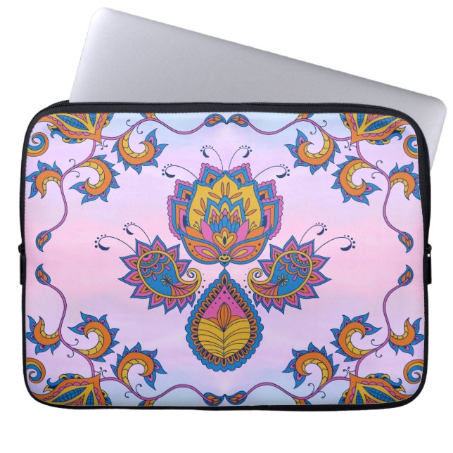 Bloemenkunst, Blue Bliss Laptop Sleeve (Voorkant)