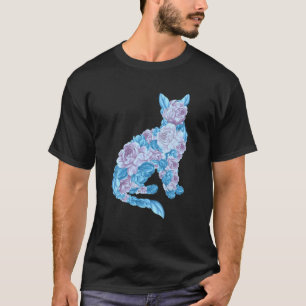  bloemenkunst Cat French Flowers Fleur Garden T-shirt